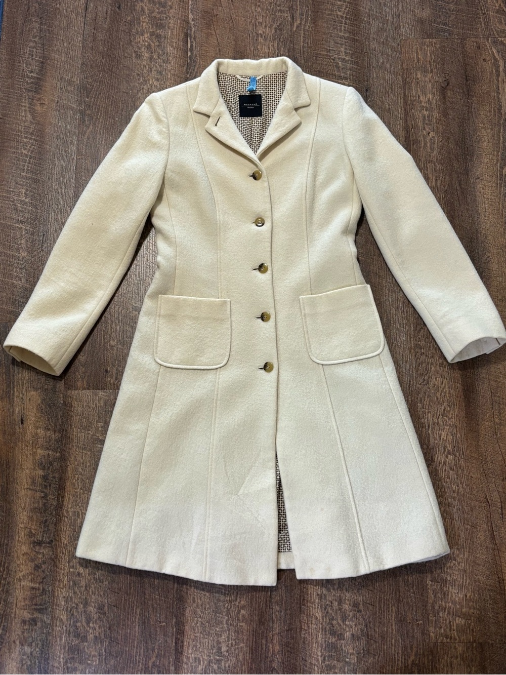 Vintage Max Mara Winter White Bouclé Wool Coat
